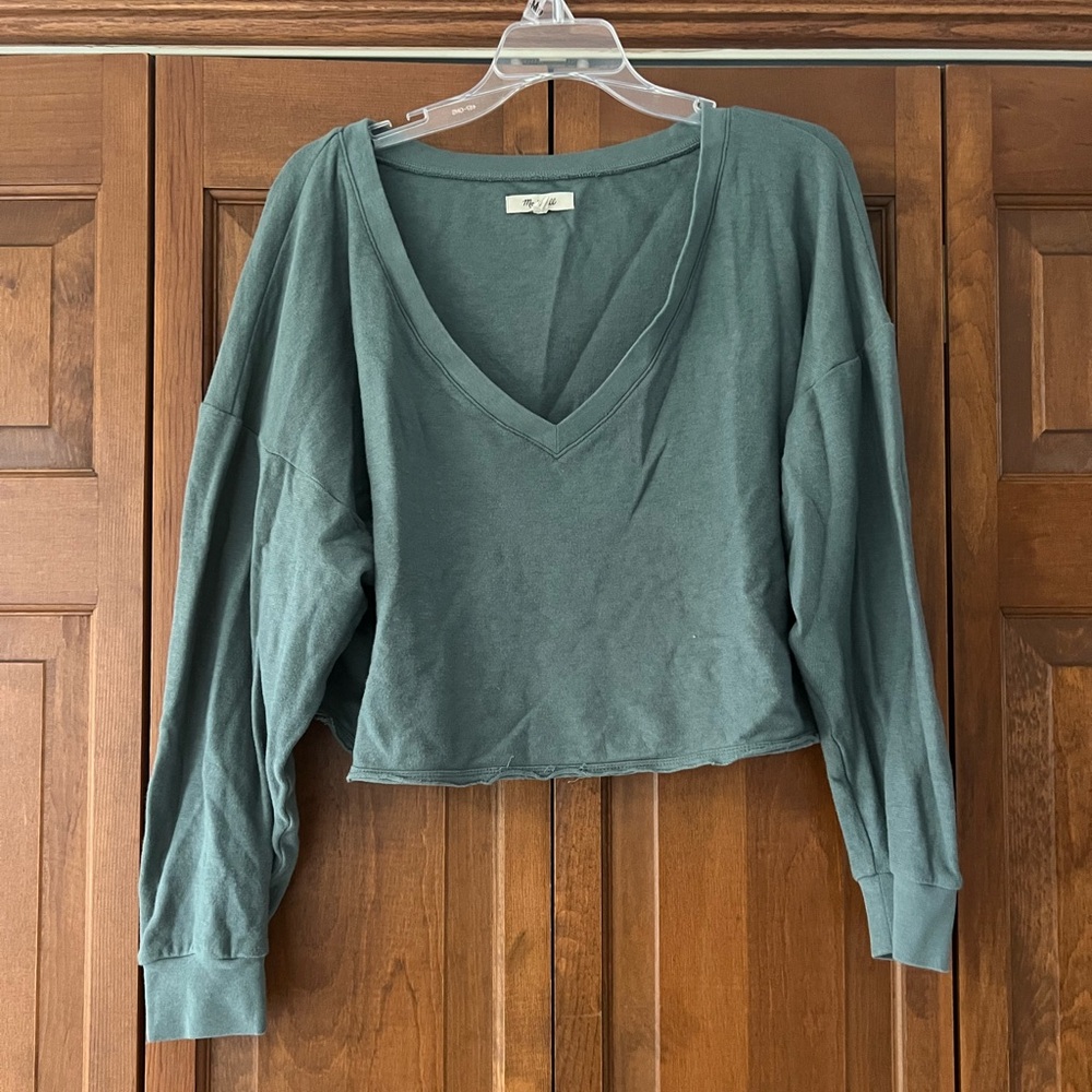 Madewell Green V-Neck Crop Top